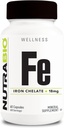 NutraBio Iron Chelate (18mg)- Iron Supplements for Men and Women- Ferrous Bisglycinate Chelate, Supports Red Blood Cell Health, 60 Capsules