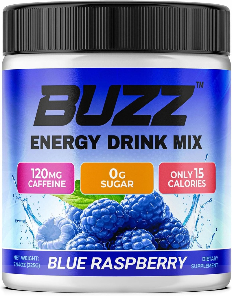 Morning Buzz Energy Drink Powder - Energy Boost Drink Mix - Χωρίς ζάχαρη Ενέργεια με Αντιοξειδωτικά - Morning Kickstart και Sports Διατροφή Υπομονή Προϊόν - 30 Σερβιέτες, Μπλε Βατόμουρο, 8 Ουγγιά
