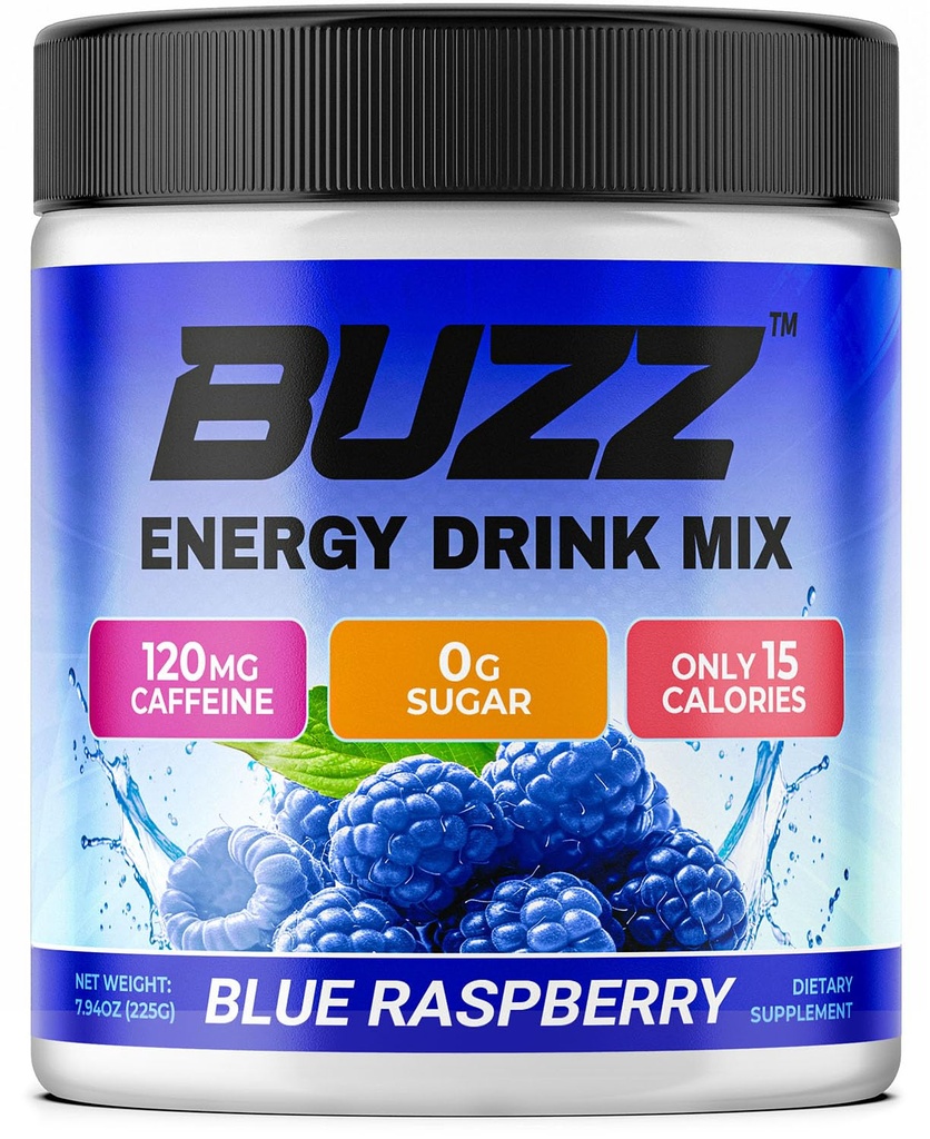 Morning Buzz Energy Drink Powder - Energy Boost Drink Mix - Χωρίς ζάχαρη Ενέργεια με Αντιοξειδωτικά - Morning Kickstart και Sports Διατροφή Υπομονή Προϊόν - 30 Σερβιέτες, Μπλε Βατόμουρο, 8 Ουγγιά