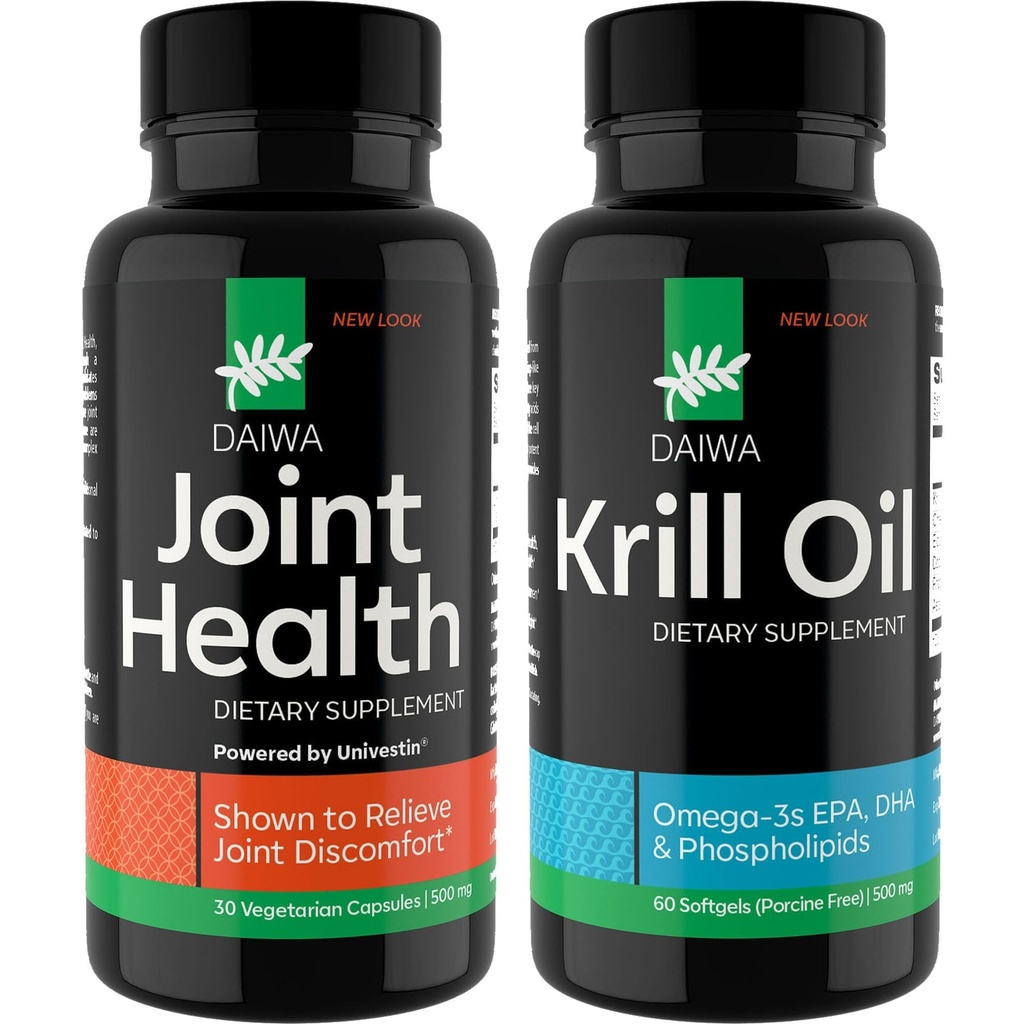 Daiwa Joint and Krill Oil Supplement Pack - Omega 3 Krill Oil Capsules with Herbal Blend, 2-in-1 Formula