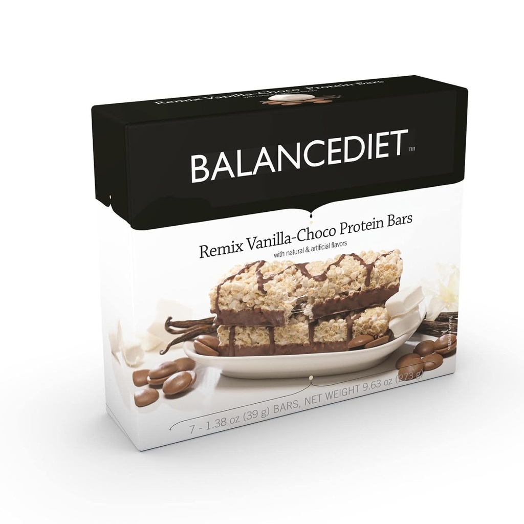 BalanceDiet™ | Protein Bar | 15g of Protein | Low Carb | 7 Bar Box (Remix Vanilla Chocolate)