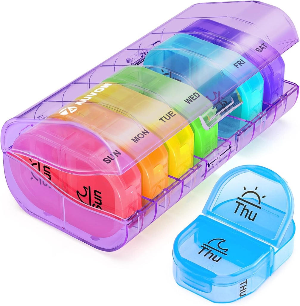 AUVON Pill Box 2 φορές την ημέρα, Weekly Pill Organizer AM PM με 7 καθημερινή θήκη τσέπης για να κρατήσει βιταμίνη, ιατρική, φαρμακευτική αγωγή, και συμπλήρωμα