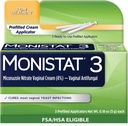 Monistat 3 ημέρα θεραπεία μόλυνσης ζύμης για τις γυναίκες, 3 Miconazole Pre-Filled Cream Applicators, 1 συσκευασία