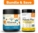 Sandhu's Pure Bovine Colostrum Powder Supplement for Humans 30 Servings & Prebiotic Fiber Supplement Powder