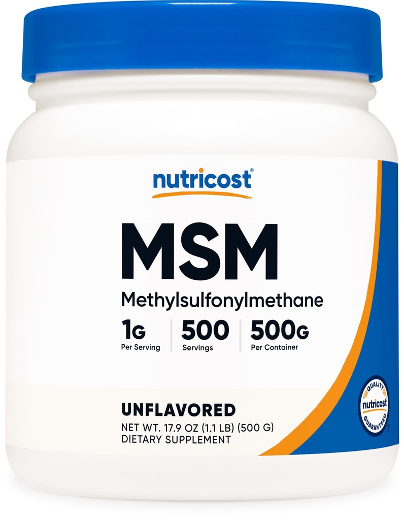 Nutricost καθαρή σκόνη MSM 500 γραμμάρια (μεθυλοσουλφονυλομεθάνιο)