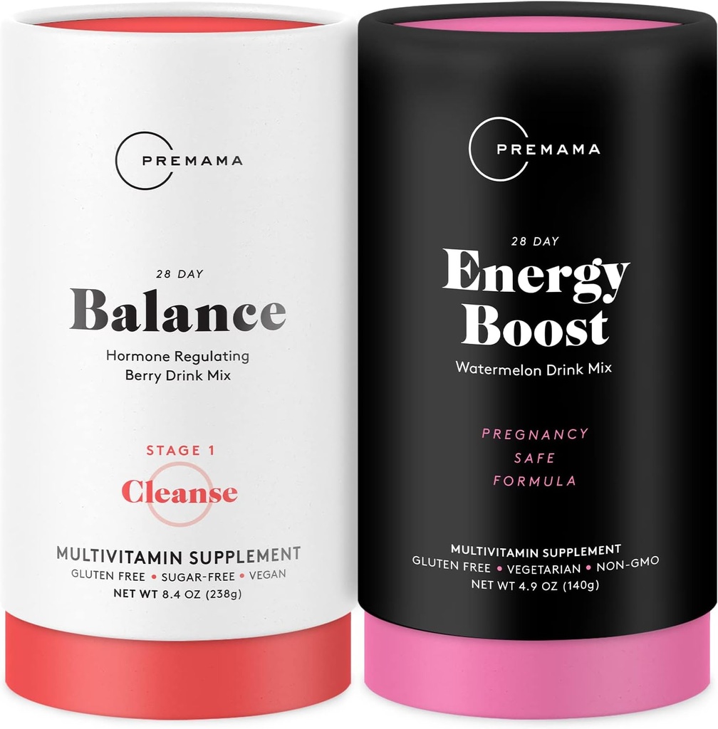 PREMAMA Προγεννητική ενέργεια Boost & ορμονική ισορροπία μείγμα ποτών Bundle, Stim δωρεάν ενέργεια για PMS, εμμηνόπαυση, προγεννητική, 28 εξυπηρετούν