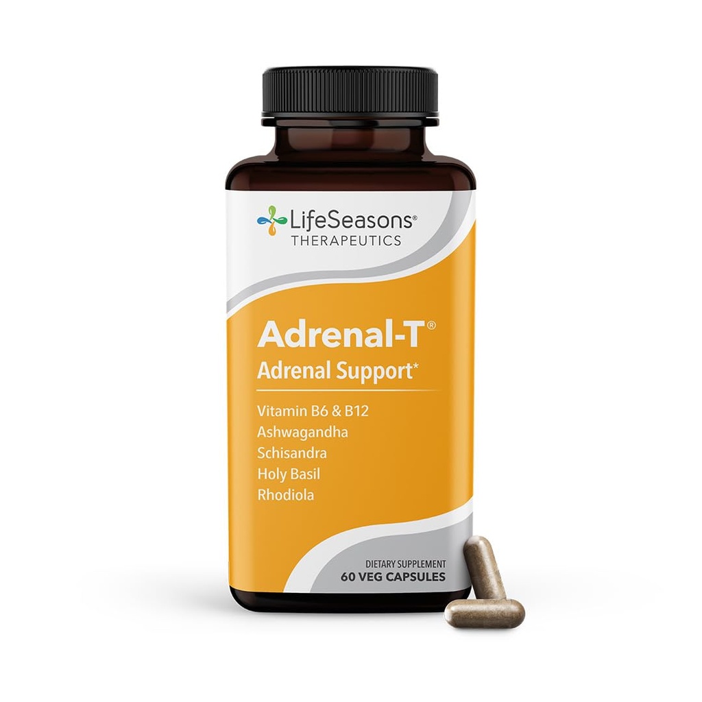LifeSeasons Adrenal-T - Adrenal Fatigue Υποστήριξη συμπλήρωμα - Βοηθά κάτω Cortisol - Αποφύγετε Burnout - Aids Διαχείριση Στρες - Ενεργοποίηση - με Ashwagandha Adaptogens - 60 κάψουλες
