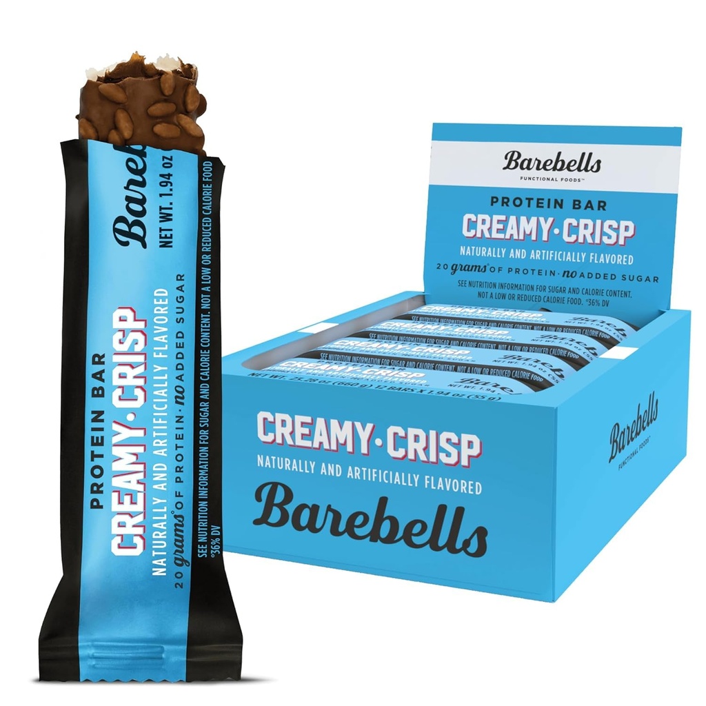 Bar Protein Bars Bars Bars Creamy Crisp - 12 Count, 20g High Protein Treats - Σοκολάτα μπαρ διατροφής με 1g Total Sugars - On-The-Go Πρωινό ή μετά την προπόνηση σνακ