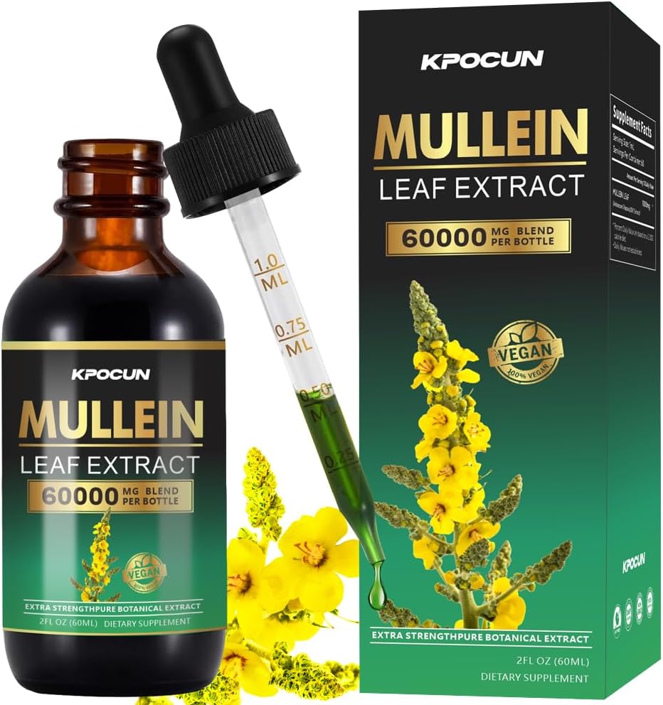 Mullein Drops for Lungs - Lung Cleanse - Leaf Extract - φυτικά συμπληρώματα - Ισχυρή Mullein για την υποστήριξη του ανοσοποιητικού,Detox & αναπνευστική υποστήριξη - 2 fl oz