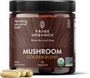 TRIBE ORGANICS Mushroom Golden Blend Vegan Capsules Supplement - Adaptogenic Mushrooms Powder Immune Support Supplement - 10-in-1 Mushrooms for Immunity Support & Brain Health - 90 Count 30 Servings
