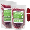 XPRS Nutra Vegan Size 00 Separated Capsules - 1000 Count Premium Empty Capsules Separated in Bags - 00 Pills Empty for DIY Supplement Filling (Clear Red)