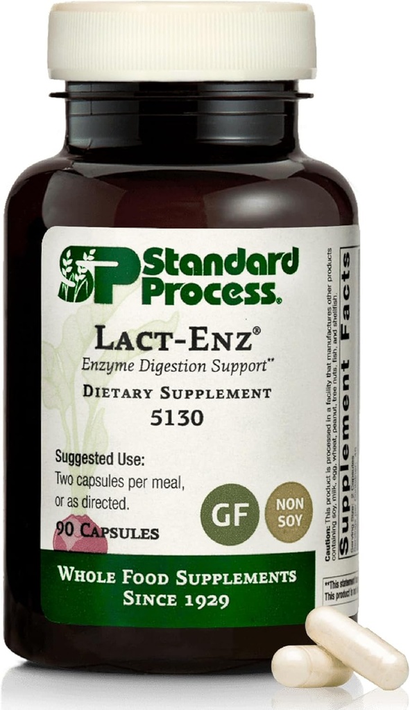 Standard Process Inc. Lact-ENZ - Ολόκληρη υποστήριξη ανοσοποιητικών τροφίμων, Digestion και Digestive Υγεία με Bifidobacterium Longum, Cellulase, Protease, Amylase, Lipase, Maltodextrin και περισσότερα - 90 κάψουλες