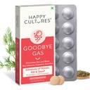 Happy Cultures Αντίο Αέριο, Chewable Gas Relief Κάψουλες για Digestive Health, Bloating και Δυσπεψία με Σιμεθικόνη 50mg - 30 Μασώμενα