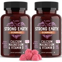 YUM-V'S Strong Earth Calcium, Magnesium, Vitamin D3 Gummies - Vitamin Gummies Calcium Supplement for Strong Bone Health Gummies - Kosher 90 Count (Pack of 2)