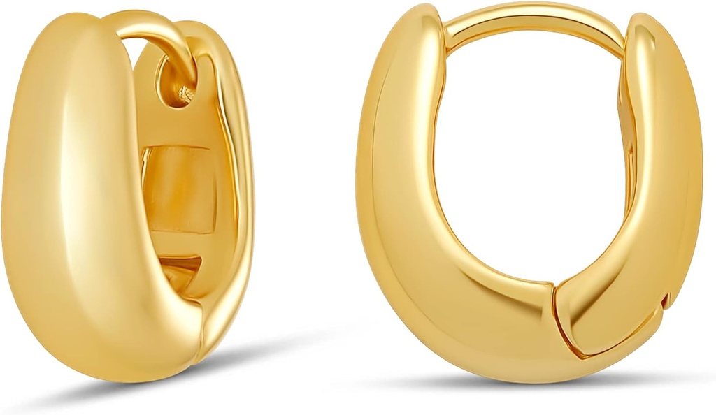 Essentials 14K Χρυσό ή Sterling Silver πλάκα δακρυγόνα Huggie Hoop 12mm