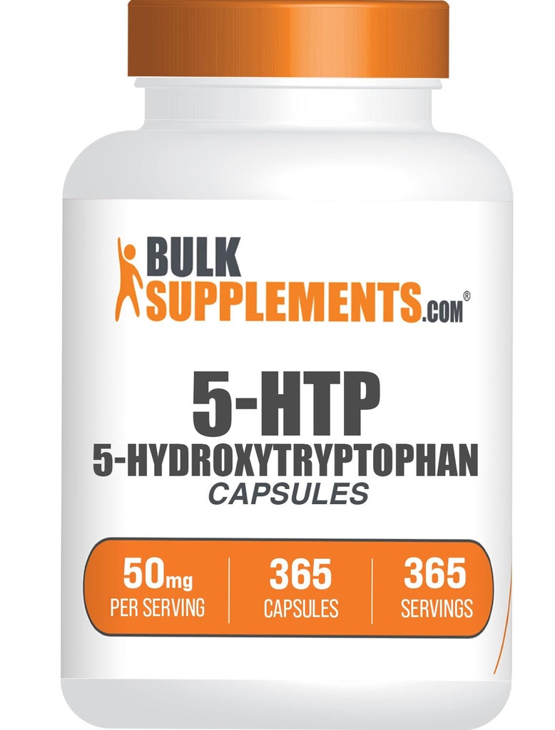 BulkSupplements.com Κάψουλες 5-HTP - 5- Hydroxytryptophan, 5-HTP 50mg - 5 HTP συμπλήρωμα για το Well-Being - Amino Acid & Gluten Free, 1 κάψουλα ανά υπηρεσία, 365 κάψουλες (πακέτο του 1)