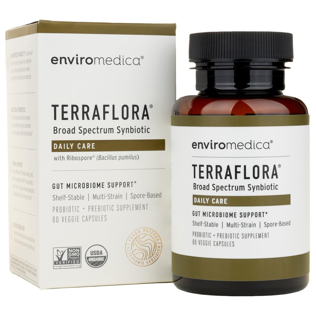 Terraflora Daily Care synbiotic of probiotics and prebiotics for Women and Men 60 ct, Εδάφος με βάση, Ράφι Σταθερό, αλλεργιογόνο Συμπληρώματα Spore Based Κάψουλες Προώθηση της Υγείας των Ούλων από Enviromedica
