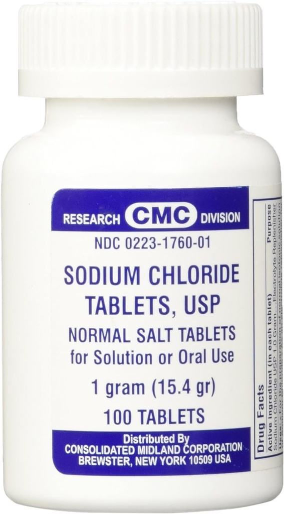 Sodium Chloride Tablets 1 Gm, USP Normal Salt Tablets - 100 Tablets