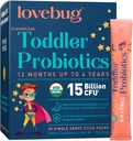 Lovebug Kids Probiotic Powder with Prebiotic Fiber - Toddler Immunity Relief & Constipation Relief - USDA Organic Probiotics for Childrens Gut & Digestive Health (Ages 1-4) - 30 Pack (Unflaved)