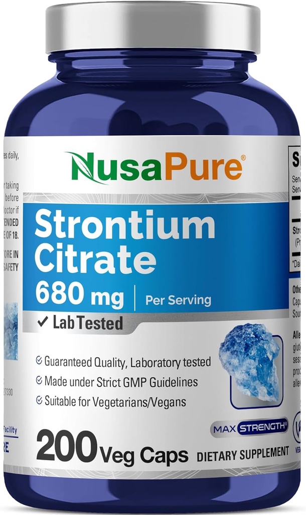 NusaPure Strontium 680 mg 200 Χορτοφαγικά Καπάκια (Non-GMO, Vegan)
