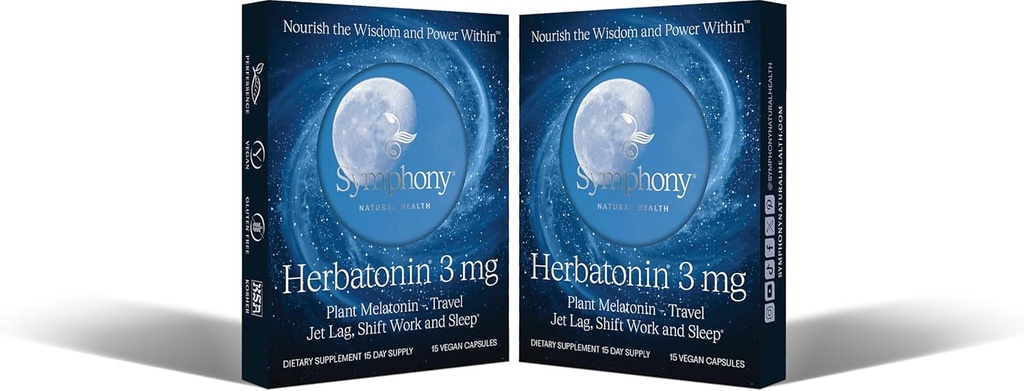 Herbatonin® 3mg - Το πρώτο φυσικό φυτό Μελατονίνη Ενήλικη βοήθεια ύπνου, Circadian Rhythm Υποστήριξη για Jet Lag, Shift Work, General Sleepless - 120 κάψουλες Pure Vegan (120 Day Supply)