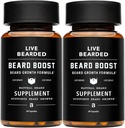 Live Bearded Beard Boost - Γενετικές βιταμίνες ανάπτυξης για τους άνδρες με Biotin, Collagen, Silica, Fo-Ti Root - Ανάπτυξη μαλλιών προσώπου για τους άνδρες, Made in The USA 60-Day Supply