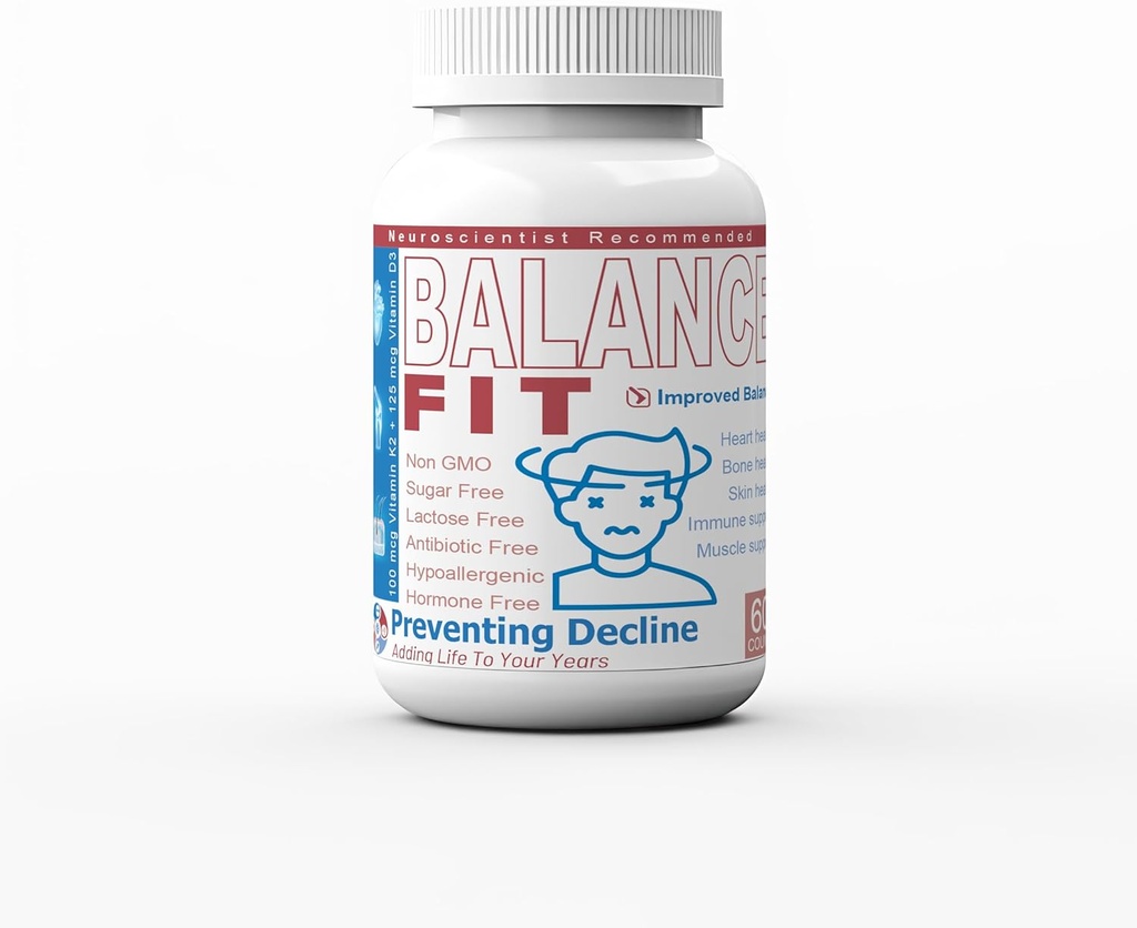 BalanceFit | 100mcg Vitamin K2 + Vitamin D3 Capsules | Supports Balance and Equilibrium | 60 Capsules