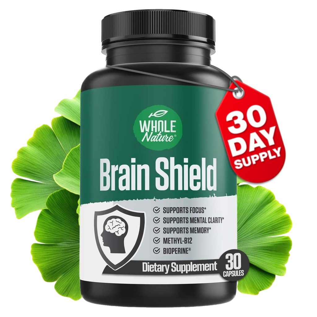 Brain Booster Nootropics - Brain Shield με Ginkgo Biloba, Alpha GPC και Bacopa Monnieri, Vitamin B12, B3 - Υποστήριξη Focus, Memory & Clarity, Energy & Stress Relief. (1)