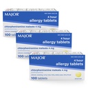 MAJOR 4 Mg Alergy Tablets - Chlorpheniramine Maleate 4- Hour Αλλεργική Ιατρική - Αντιισταμινικό για την ανακούφιση του φτάρνισμα, Ichy Watery Eyes, Ichy Lroat, και Runny Nose - 100 Count (3 Pack)