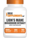 BulkSupplements.com Mane Mushroom Extract Κάψουλες - συμπλήρωμα μανιταριών, συμπλήρωμα εγκεφάλου για την υποστήριξη μνήμης και εστίασης - Vegan, 2 κάψουλες ανά υπηρεσία (1000mg), 360 κάψουλες (πακέτο του 1)