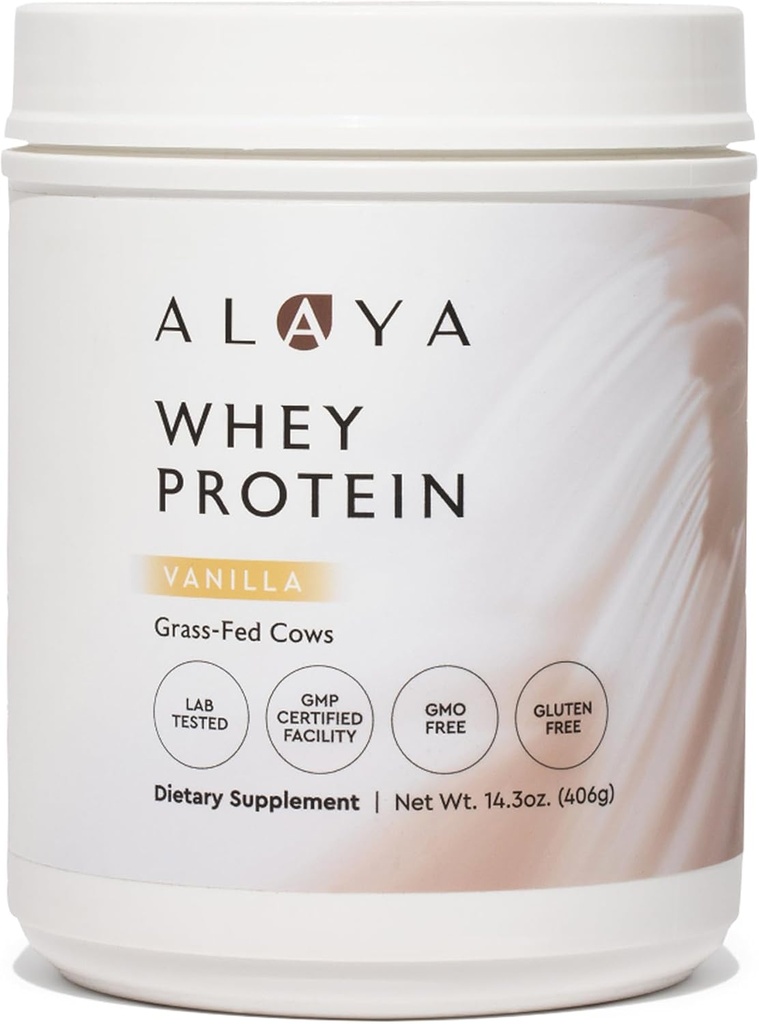 Alaya Naturals - Grass Fed Whey Protein Powder - Vanilla Flavor, Όλα φυσικά, ορμονών Δωρεάν - 20g πρωτεΐνη ανά υπηρεσία - μη-GMO, rBGH δωρεάν, χωρίς γλουτένη - Μεγάλη Πηγή BCAA