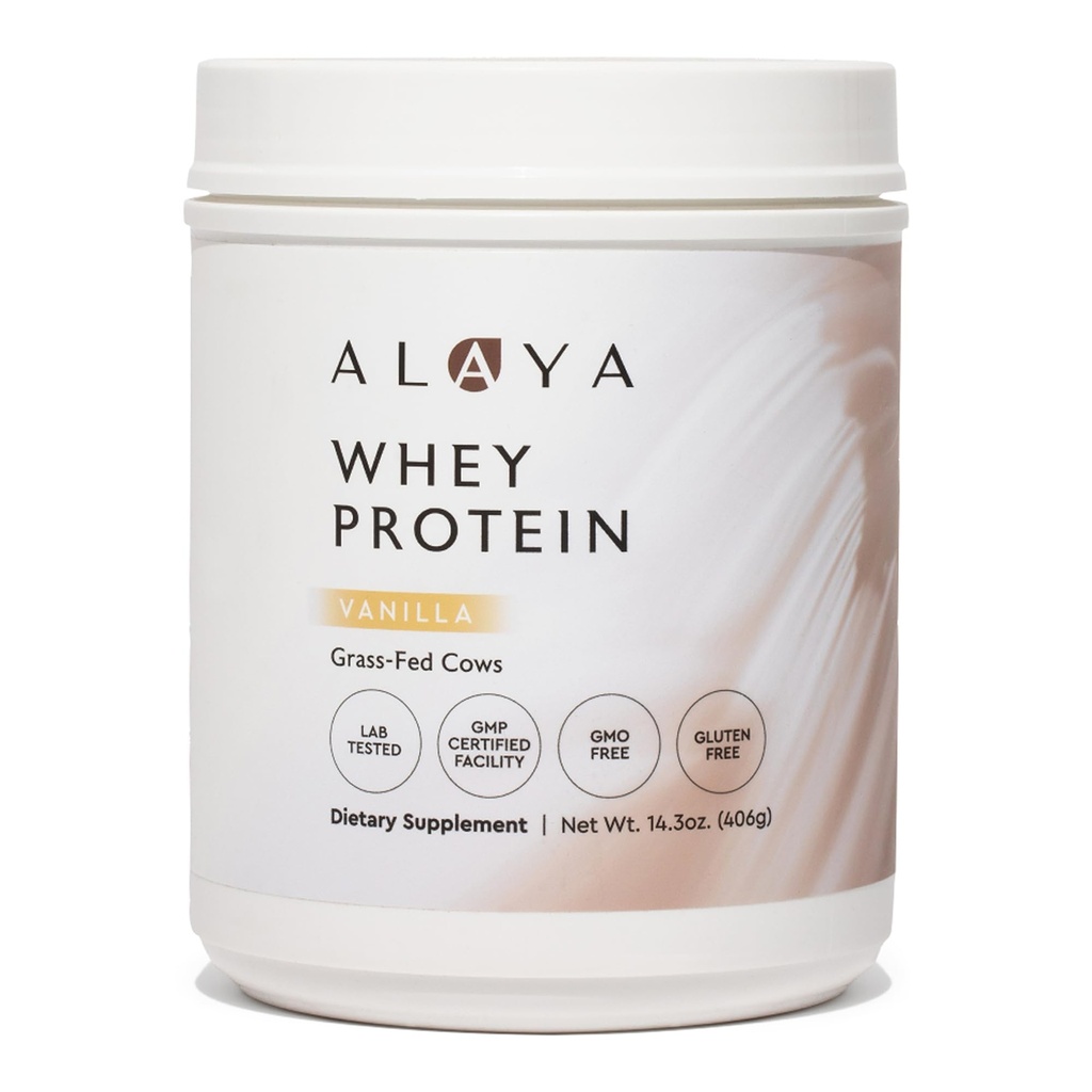 Alaya Naturals - Grass Fed Whey Protein Powder - Vanilla Flavor, Όλα φυσικά, ορμονών Δωρεάν - 20g πρωτεΐνη ανά υπηρεσία - μη-GMO, rBGH δωρεάν, χωρίς γλουτένη - Μεγάλη Πηγή BCAA