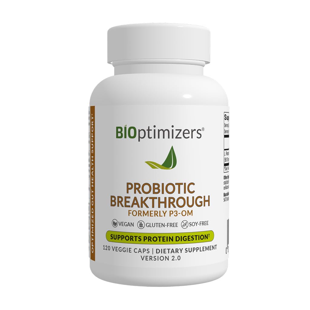 BiOptimizers Probiotic Breakthrough – Lactobacillus Plantarum OM Probiotics & Prebiotics Health Supplement for Gut, Digestive & Immune Support Probiotics for Women Men Ηλικιωμένοι– 120 Vegan Κάψουλες