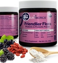 SUNBIOTICS Friendlier Flora - Παιδικό συμπλήρωμα προβιοτικής και προβιοτικής σκόνης με 5 δισεκατομμύρια CFUs 5 προβιοτικά στελέχη για καλή χλωρίδα, ανοσοποιητικό σύστημα, & ισορροπημένη μικροβιομή - μούρο, 2 ουγγιά