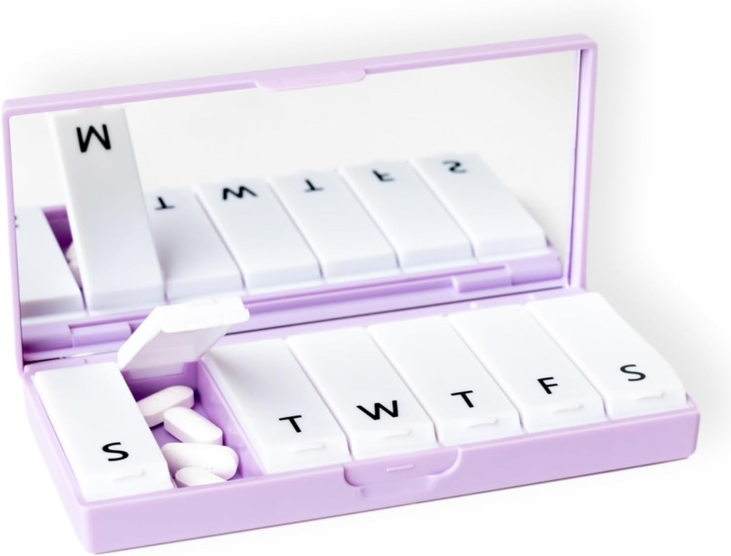 PORT X POLISH Designer Weekly Pill Box Organizer (Single 1X Daily, Lilac) 