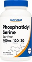 Nutricost Phosphatidylserine 400mg, 120 κάψουλες - Χωρίς σόγια, 30 υπηρεσίες, χορτοφάγοι φιλικοί, μη ΓΤΟ, Χωρίς γλουτένη