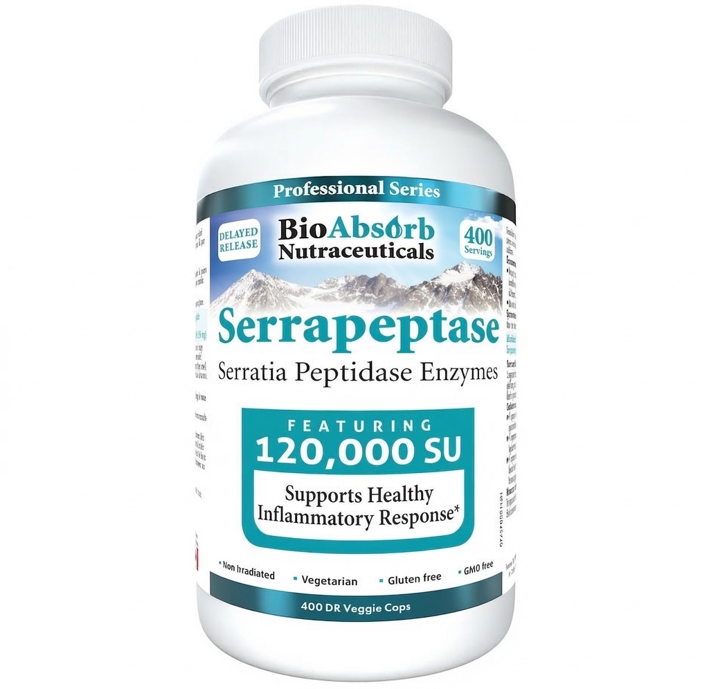 BioAbsorb Serrapeptase συμπλήρωμα 120000 SPU, υψηλή ισχύς, καθυστερημένη απελευθέρωση