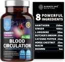 Premium Blood Circulation Supplement for Women and Men [8 Powerful Herbs & Vitamins] All Natural Blood Flow Supplement with Hawthorn, Butchers Broom and Cayenne Pepper, 90 Caps