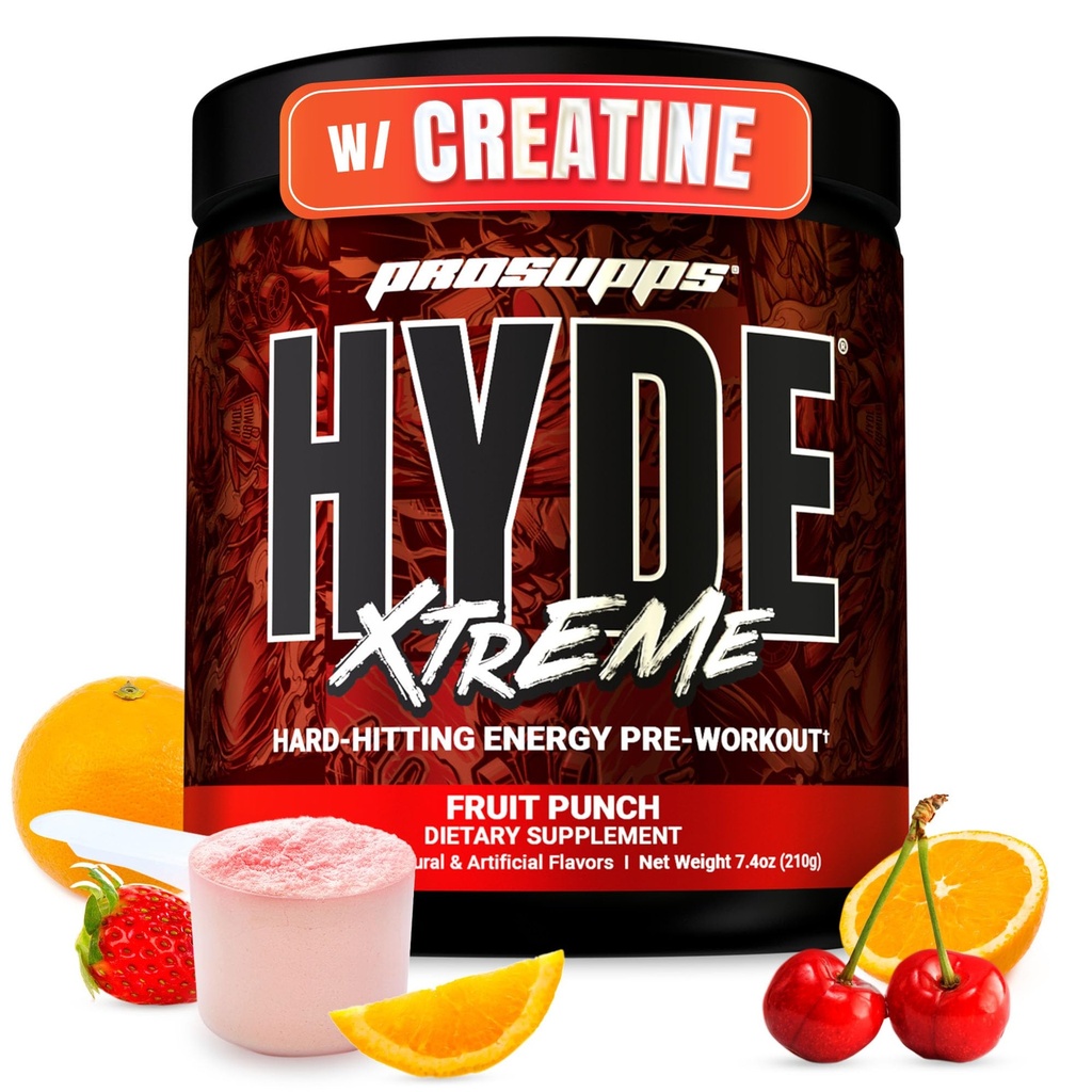 PROSUPPS κ. Hyde Xtreme Προ προπόνησης σε σκόνη με Creatine, Beta Alanine & Caffeine – Extreme Energy, Αντλίες, Focus & Performance - Καταλληλότητα & Γυμναστήριο Συμπληρώματα για άνδρες και γυναίκες (Fruit Punch, 30 Services)