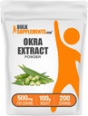 BulkSupplements.com Okra Extract Powder - Okra Supplement, Source of Fiber, Herbal Supplement - Vegan & Gluten Free, 500mg ανά Serving, 100g (3.5 oz) (Pack of 1)