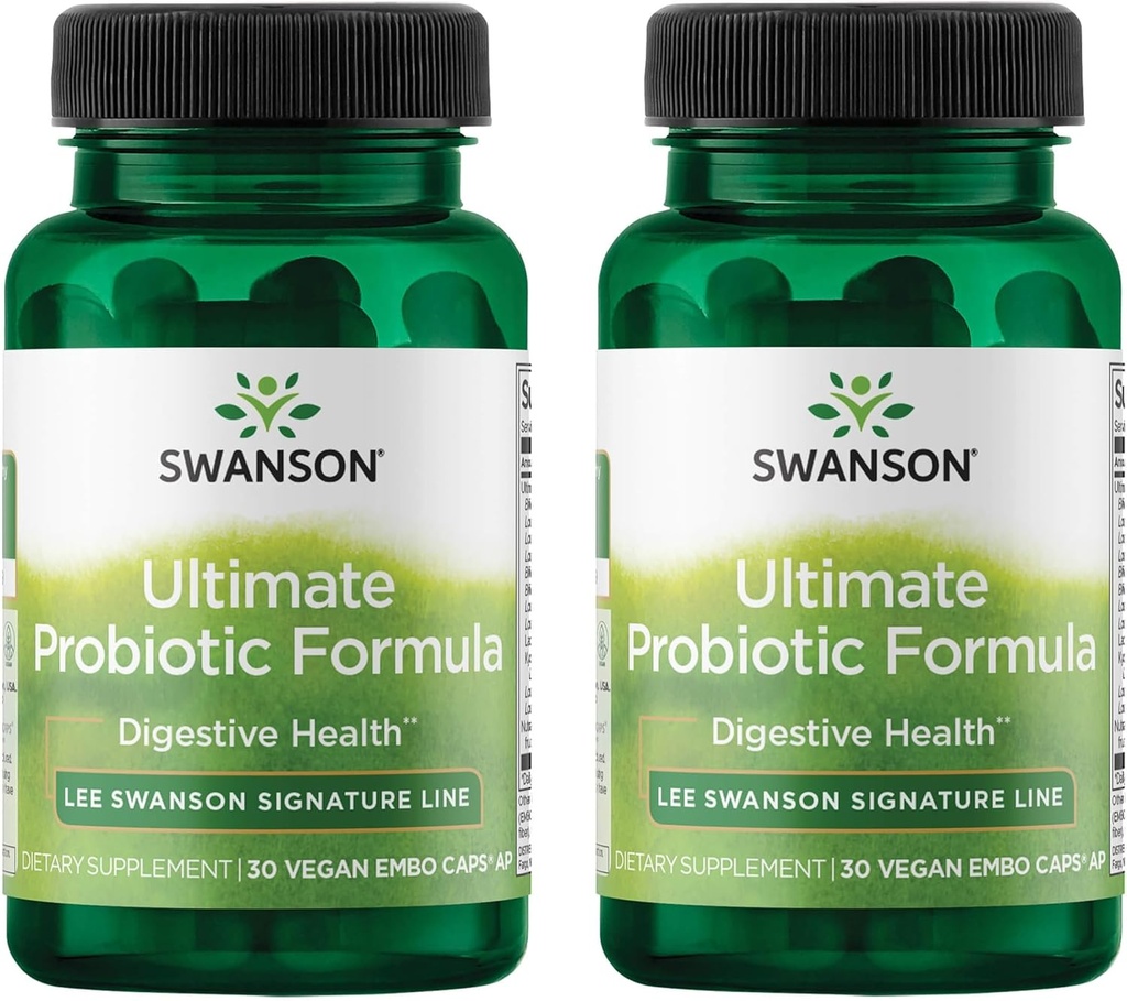 Swanson Ultimate Probiotic Formula Digestive Health Immune System Support 66 Δισεκατομμύρια CFU Prebiotic NutraFlora scFOS 30 DRcaps Veggie Caps (Κάψουλες) (2 Συσκευασία)