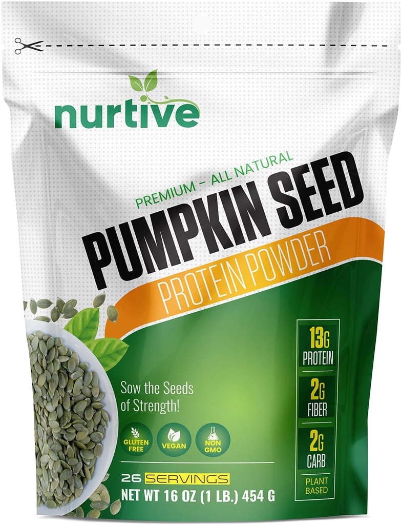 Pumpkin Seed Protein Powder - Packed with Essential Nutrients, Fiber & Amino Acid - Plant Based, Gluten Free, Non- GMO- Ideal for Smoothies, Baking, and Cooking - 26 Servings (16 oz / 454g)
