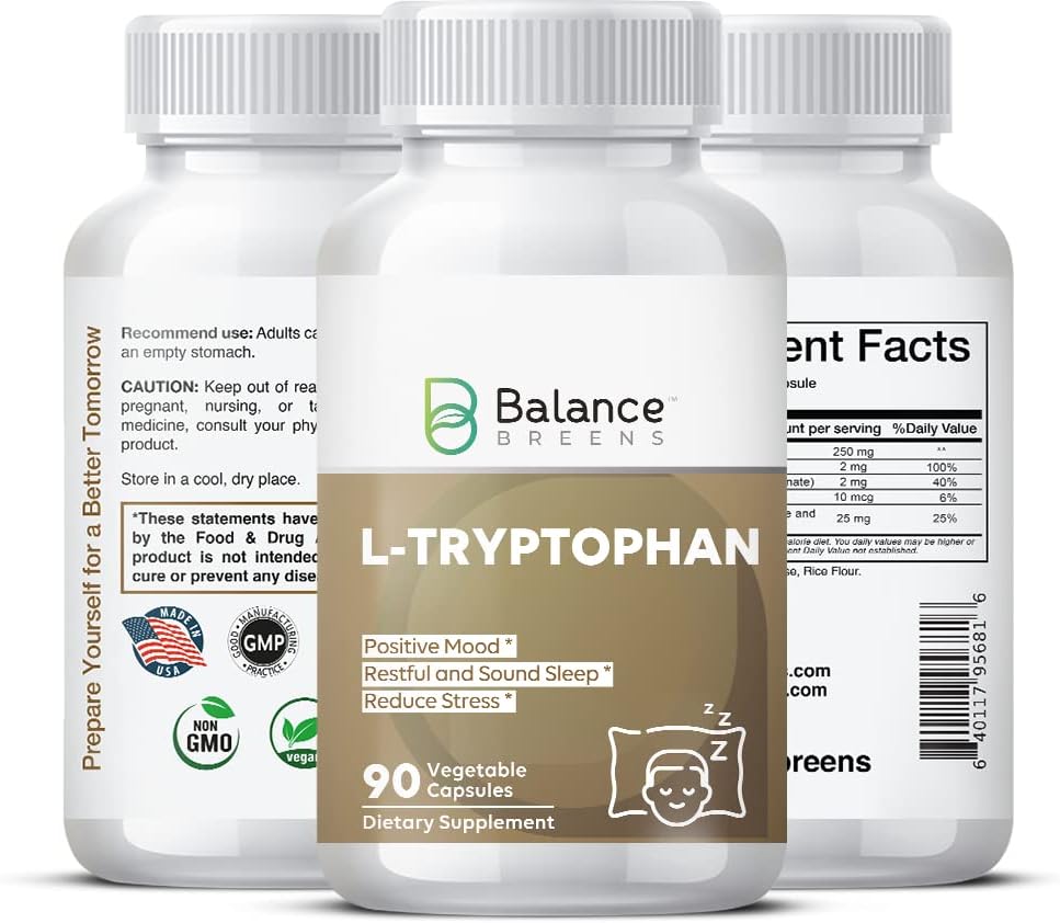 L-Tryptophan 250mg, 90 Κάψουλες Veg - Συμπλήρωμα για Αναπαύσιμο Ύπνο & Χαλάρωση