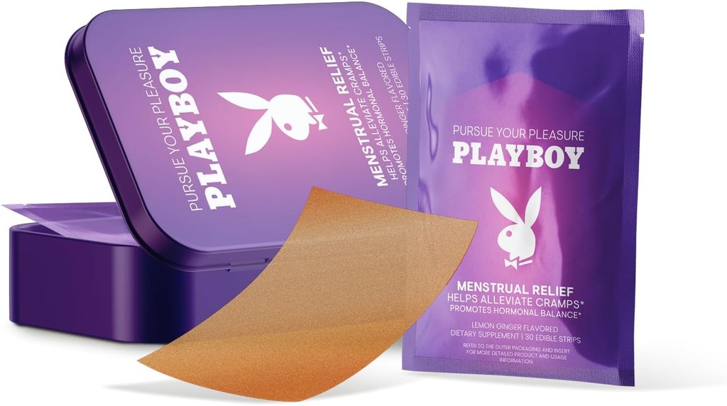AVID Playboy - Εμμηνορροϊκή ανακούφιση PMS στοματικές ταινίες (30 βρώσιμες λωρίδες) Γρήγορη διάλυση PMS Cramp Relief & Ορμονική Ισορροπία Λωρίδες για τις γυναίκες - Ginger λεμόνι Γεύση πολυ-Benefit PMS Συμπλήρωμα για τις γυναίκες