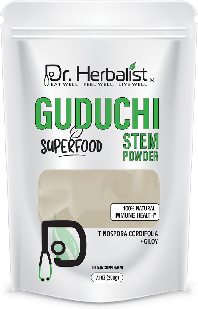 Dr. HERBALIST Guduchi Stem Powder (200g) Tinospora Cordifolia - Supports Detoxification & Immune Wellness