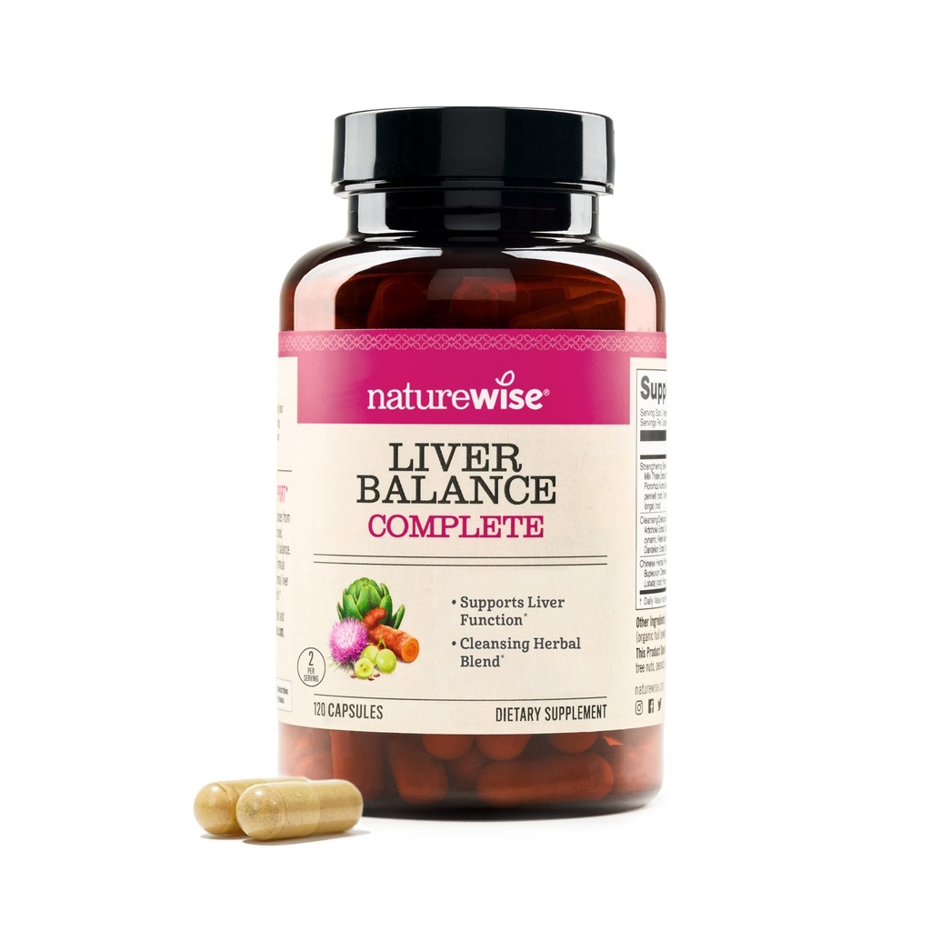 NatureWise Liver Balance Detox Supplement - Triple Repair Formula with Milk Thistle, Dandelion, Turmeric, Artichoke, Reishi Mushroom & Kudzu, - Vegan - 120 Κάψουλες[60-Ημέρα προσφοράς]