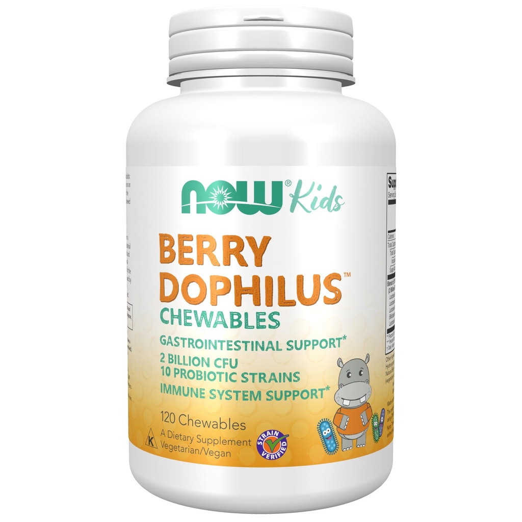 NOW Foods Supplements, BerryDophilusTM με 2 δισεκατομμύρια, 10 Probiotic Strains, Xylitol Sweeted, Strain Επαληθευμένο, 120 Μασώμενα, η συσκευασία μπορεί να διαφέρει