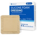 LotFancy Silicone Foam Dressing, 4"x 4" (2.5”x2.5”” Pad), 5 Count, Sterile συνορεύει Adhesive Wound Dressing, Bed Sores, Leg Ulcers Wound Care Bandage, Highly Absorbent, Αδιάβροχη