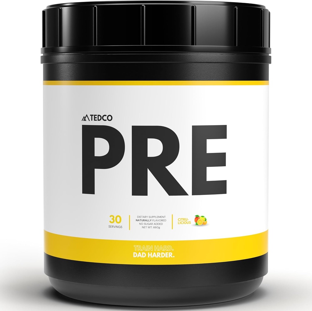 TEDCo Pre Workout Powder - Όλα τα φυσικά προεργασία για άνδρες, μηδέν τεχνητά γλυκαντικά - BCAA, Creatine, Beta Alanine, L-Citrulline - 30 πλήρεις υπηρεσίες (Citrulicious)