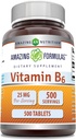 Amazing Formulas Vitamin B6 (Pyridoxine) 25 Mg Συμπλήρωμα 
